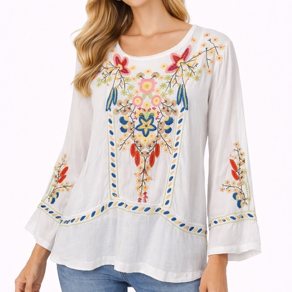 Johnny Was Tops - Rare Johnny Was Biya Embroidered Blouse